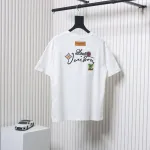 Louis Vuitton 25ss Floral Lettering Embroidered Short Sleeve T-Shirt White