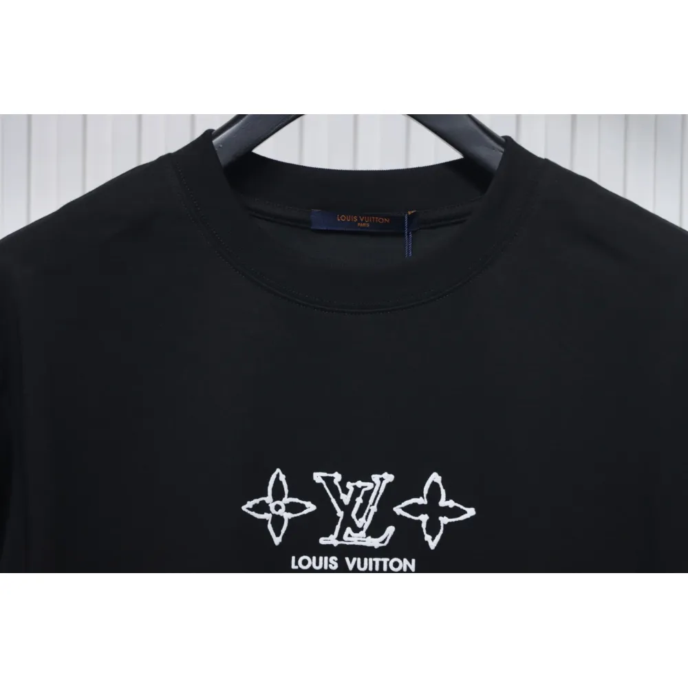Louis Vuitton 25ss four-leaf clover and back logo print short-sleeved T-shirt black