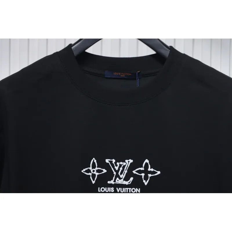 Louis Vuitton 25ss four-leaf clover and back logo print short-sleeved T-shirt black