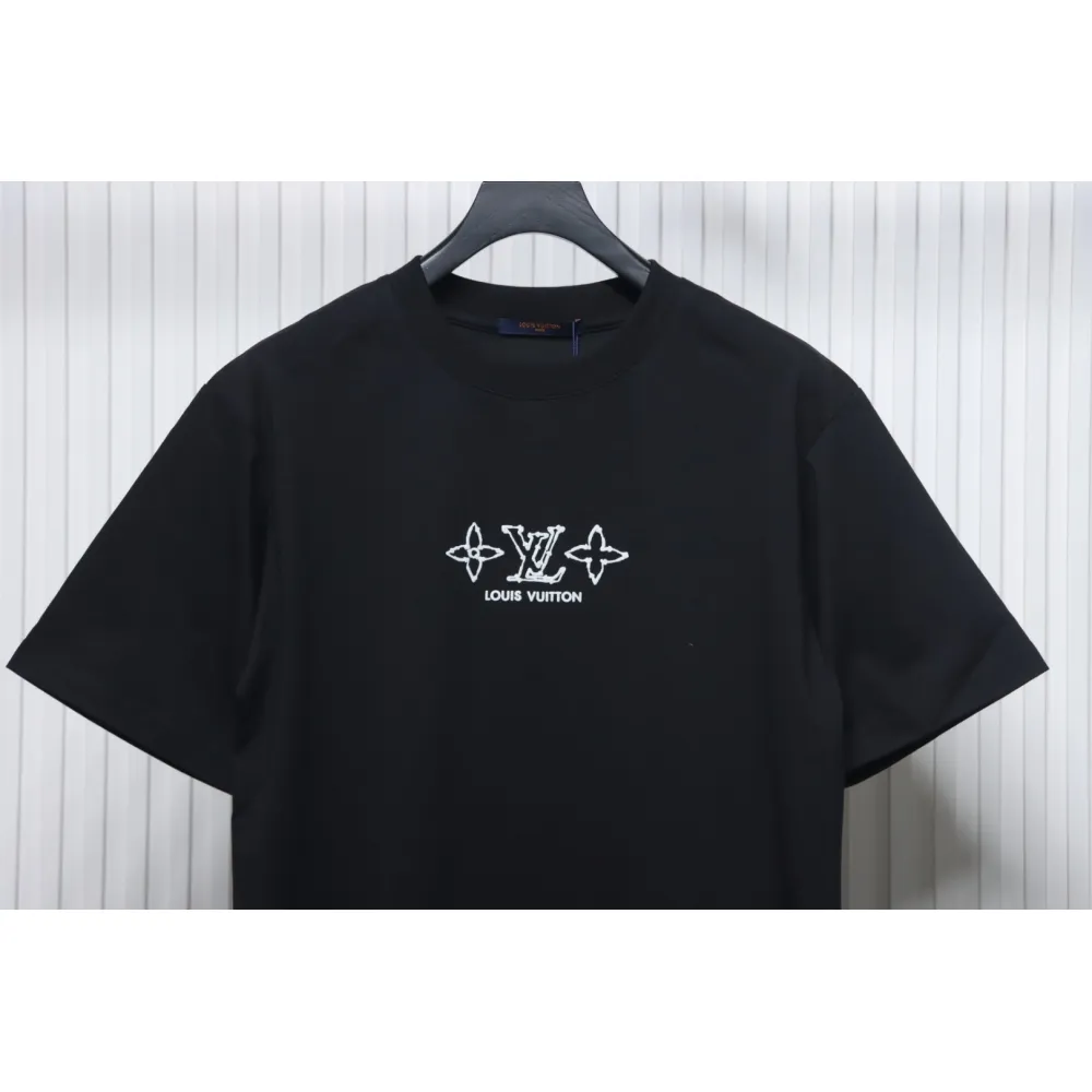 Louis Vuitton 25ss four-leaf clover and back logo print short-sleeved T-shirt black