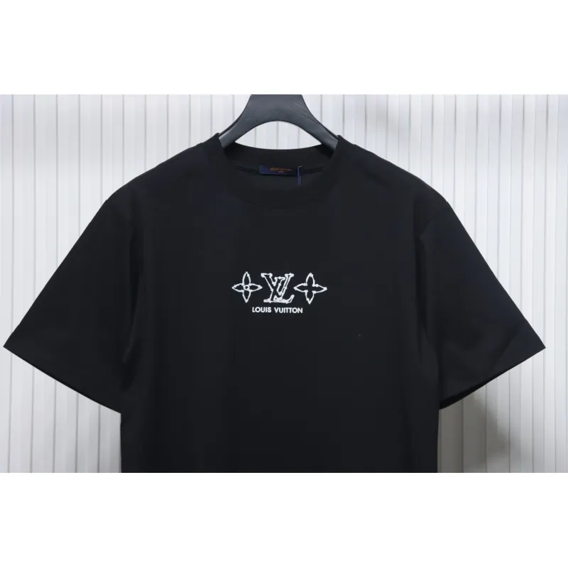 Louis Vuitton 25ss four-leaf clover and back logo print short-sleeved T-shirt black