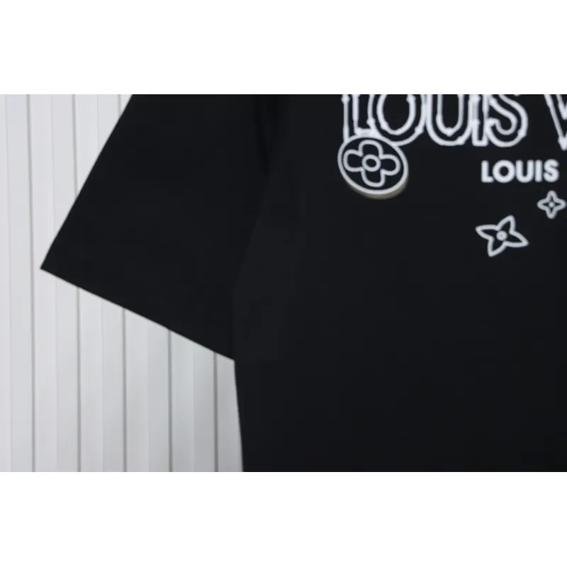 Louis Vuitton 25ss four-leaf clover and back logo print short-sleeved T-shirt black
