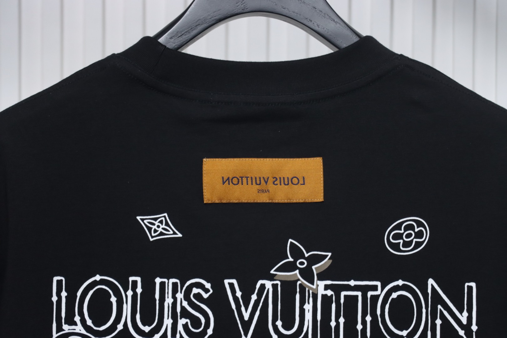 Louis Vuitton 25ss four-leaf clover and back logo print short-sleeved T-shirt black