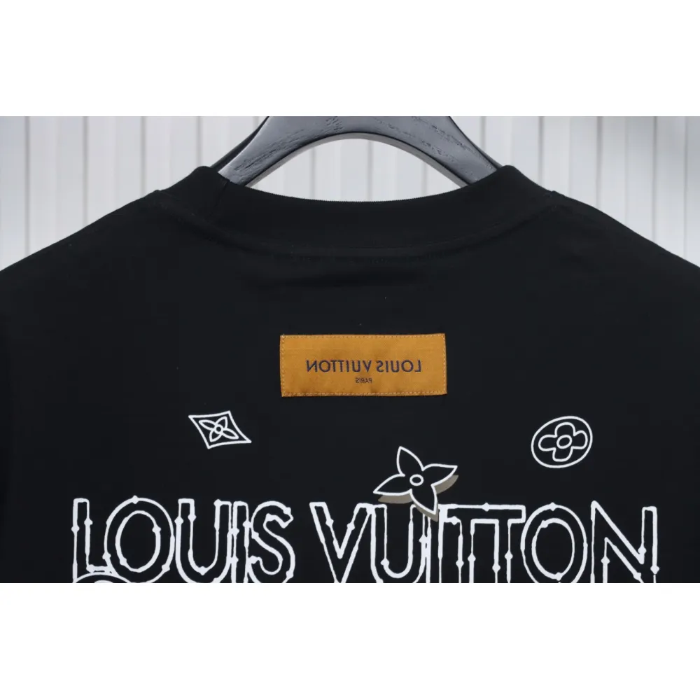 Louis Vuitton 25ss four-leaf clover and back logo print short-sleeved T-shirt black