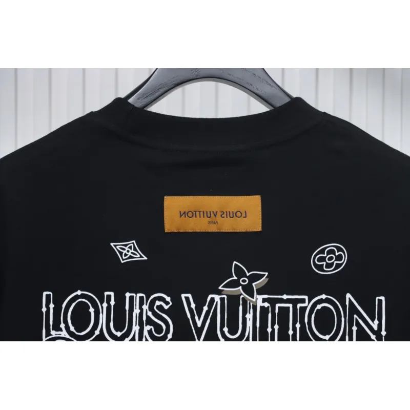 Louis Vuitton 25ss four-leaf clover and back logo print short-sleeved T-shirt black