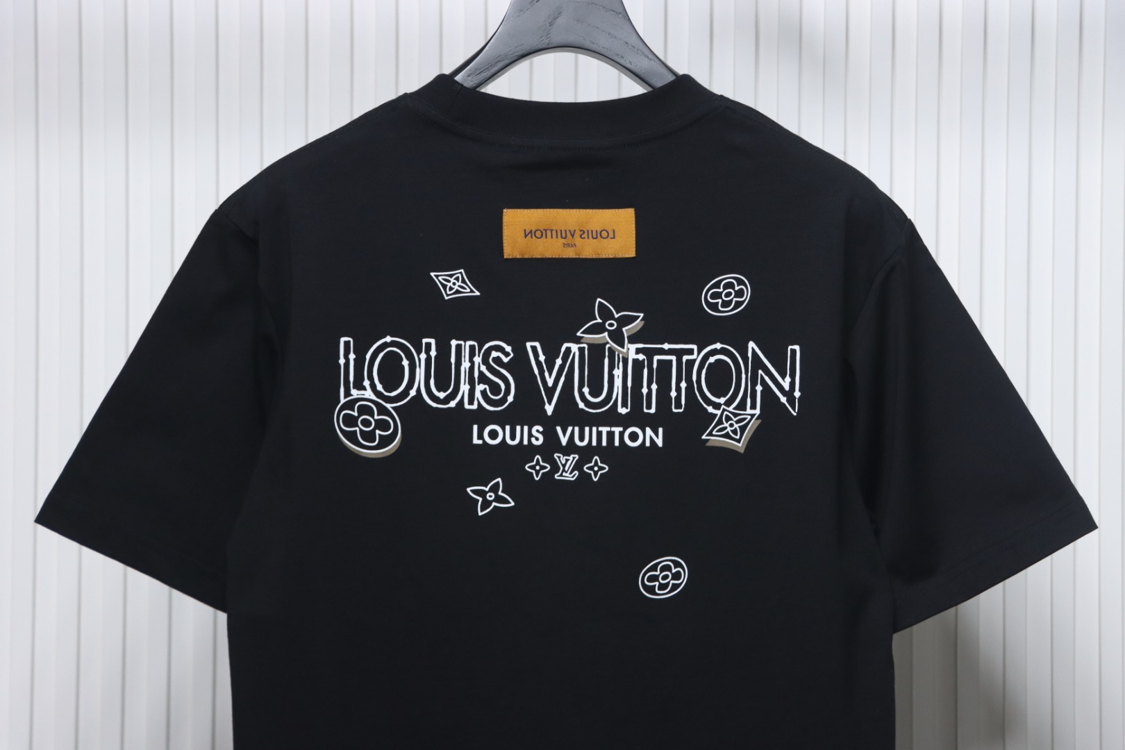 Louis Vuitton 25ss four-leaf clover and back logo print short-sleeved T-shirt black