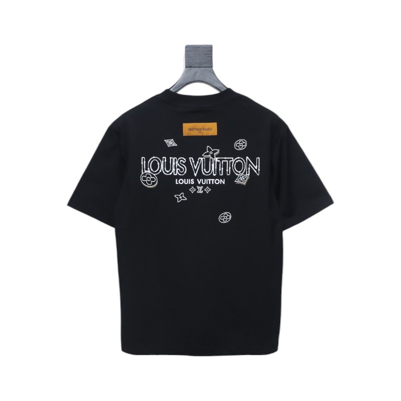 Louis Vuitton 25ss four-leaf clover and back logo print short-sleeved T-shirt black
