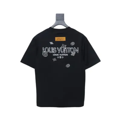Louis Vuitton 25ss four-leaf clover and back logo print short-sleeved T-shirt black 01