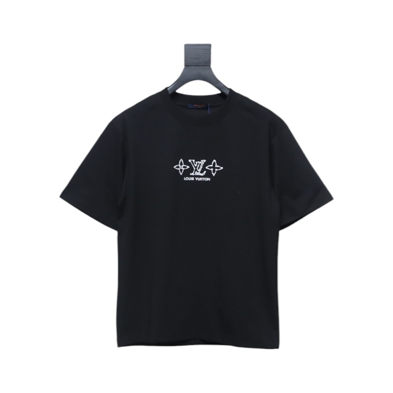 Louis Vuitton 25ss four-leaf clover and back logo print short-sleeved T-shirt black