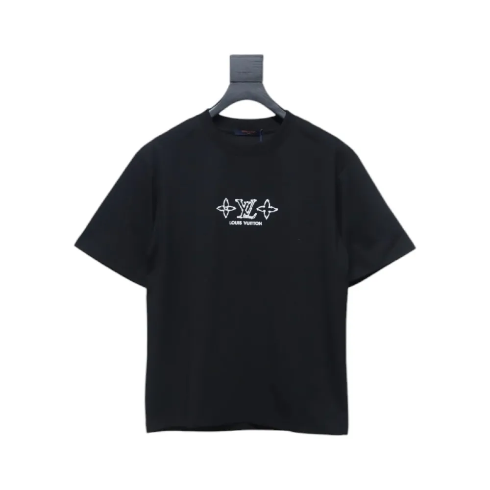 Louis Vuitton 25ss four-leaf clover and back logo print short-sleeved T-shirt black