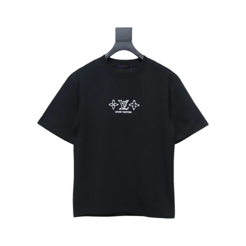 Louis Vuitton 25ss four-leaf clover and back logo print short-sleeved T-shirt black