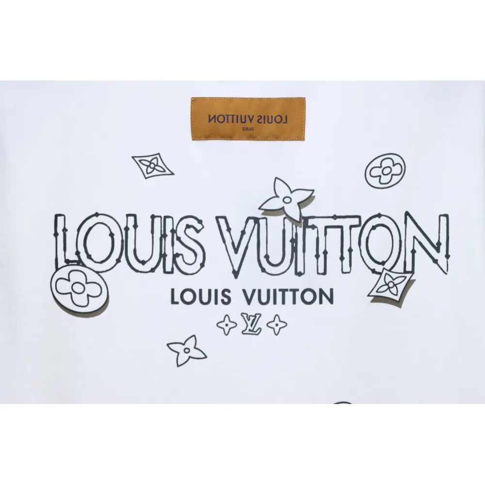 Louis Vuitton 25ss four-leaf clover and back logo print short-sleeved T-shirt white