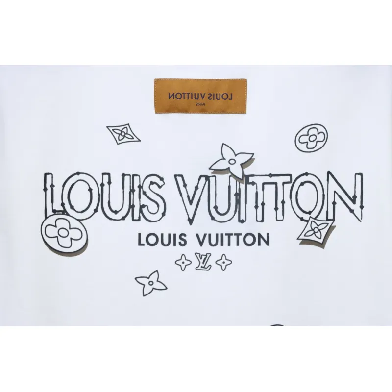 Louis Vuitton 25ss four-leaf clover and back logo print short-sleeved T-shirt white