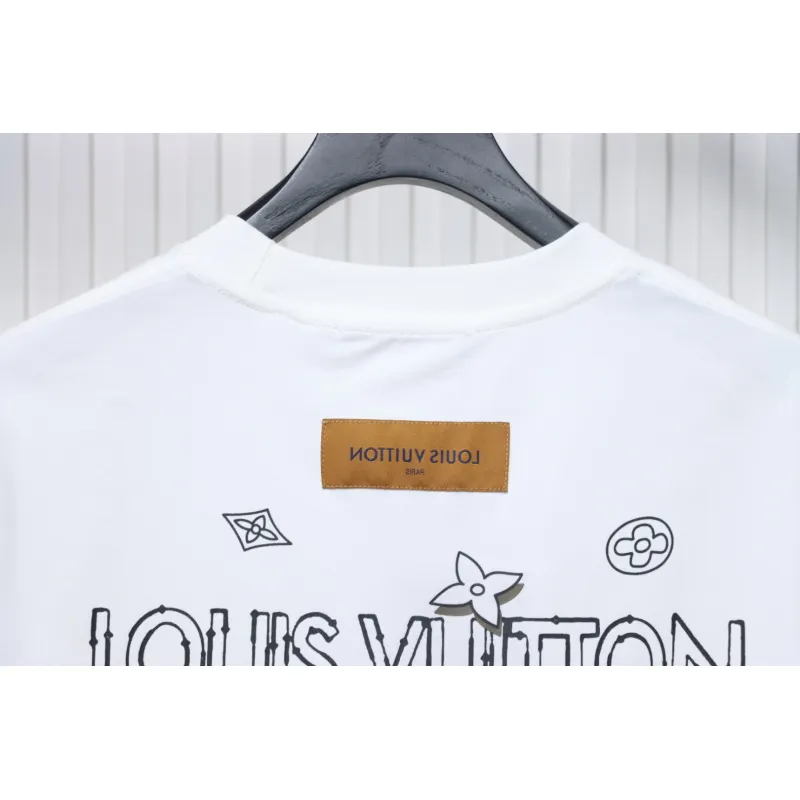 Louis Vuitton 25ss four-leaf clover and back logo print short-sleeved T-shirt white