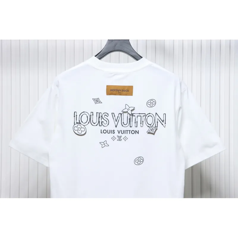 Louis Vuitton 25ss four-leaf clover and back logo print short-sleeved T-shirt white