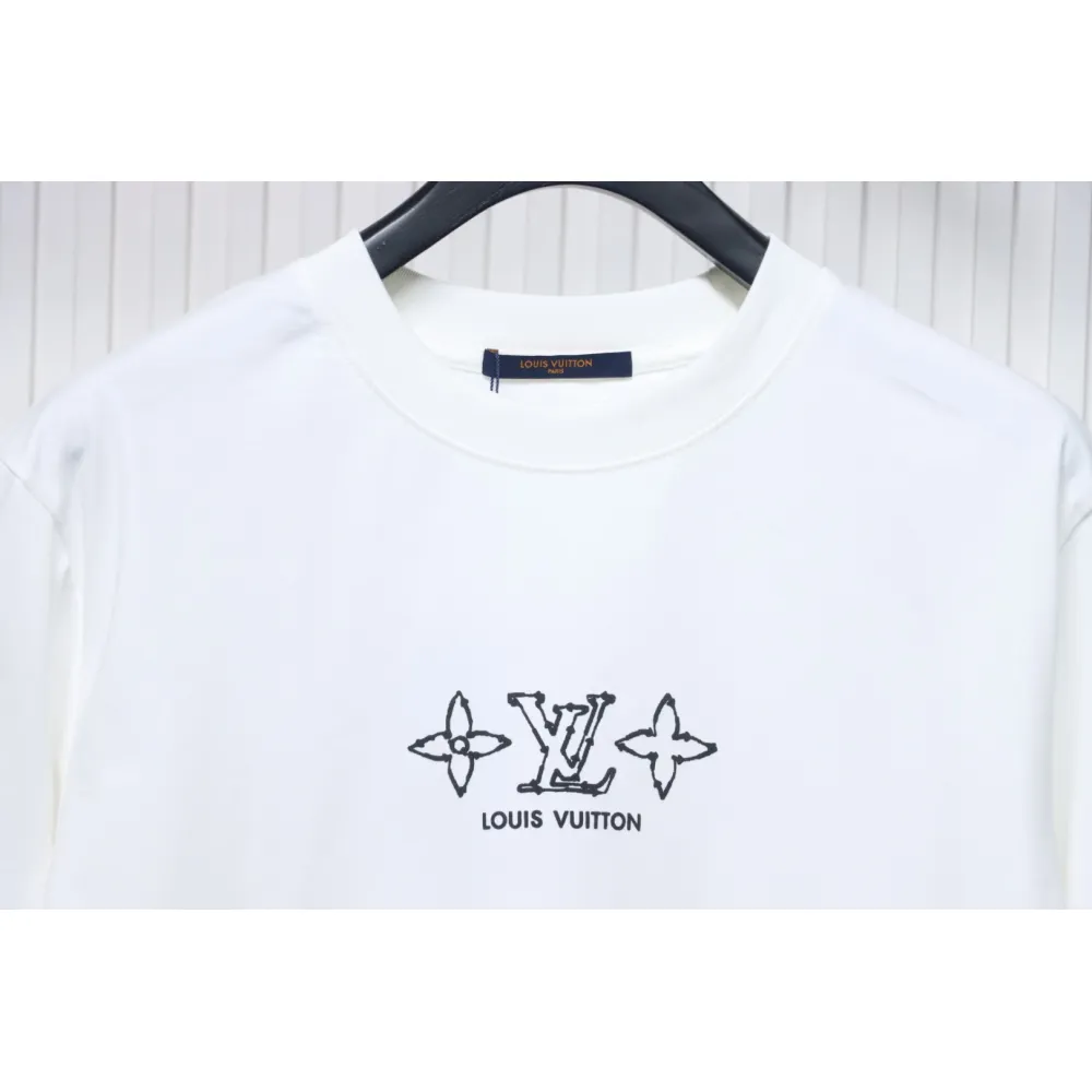Louis Vuitton 25ss four-leaf clover and back logo print short-sleeved T-shirt white