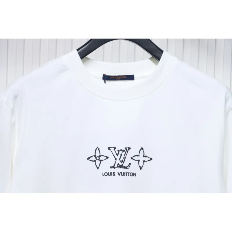 Louis Vuitton 25ss four-leaf clover and back logo print short-sleeved T-shirt white
