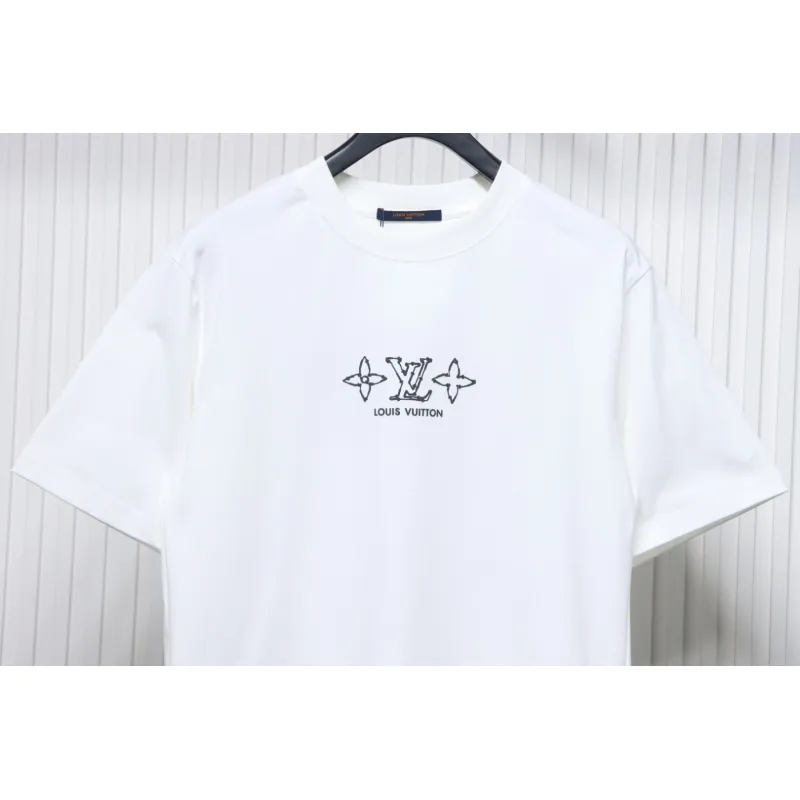 Louis Vuitton 25ss four-leaf clover and back logo print short-sleeved T-shirt white