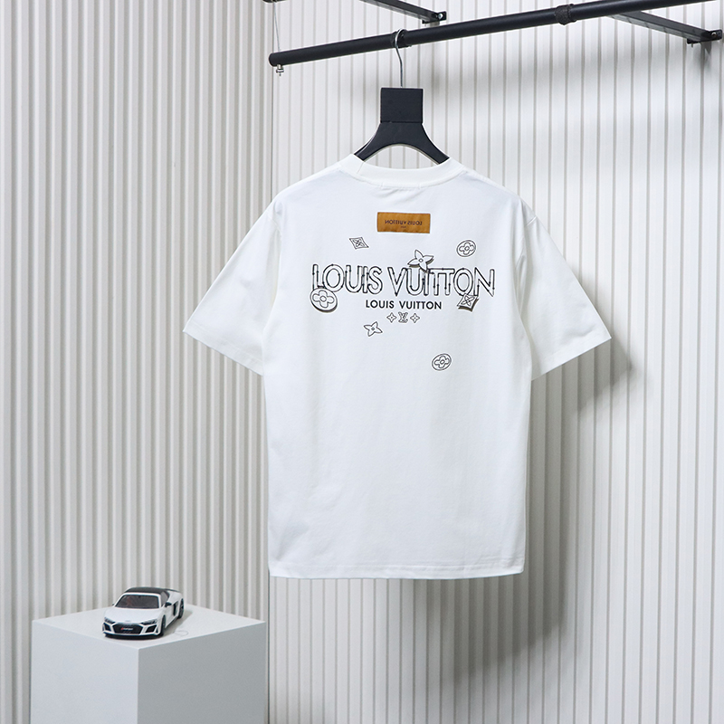 Louis Vuitton 25ss four-leaf clover and back logo print short-sleeved T-shirt white