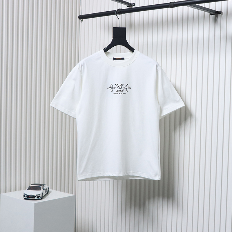 Louis Vuitton 25ss four-leaf clover and back logo print short-sleeved T-shirt white