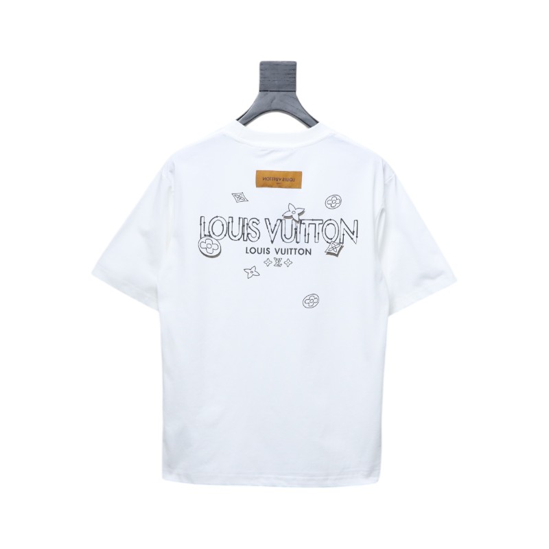 Louis Vuitton 25ss four-leaf clover and back logo print short-sleeved T-shirt white