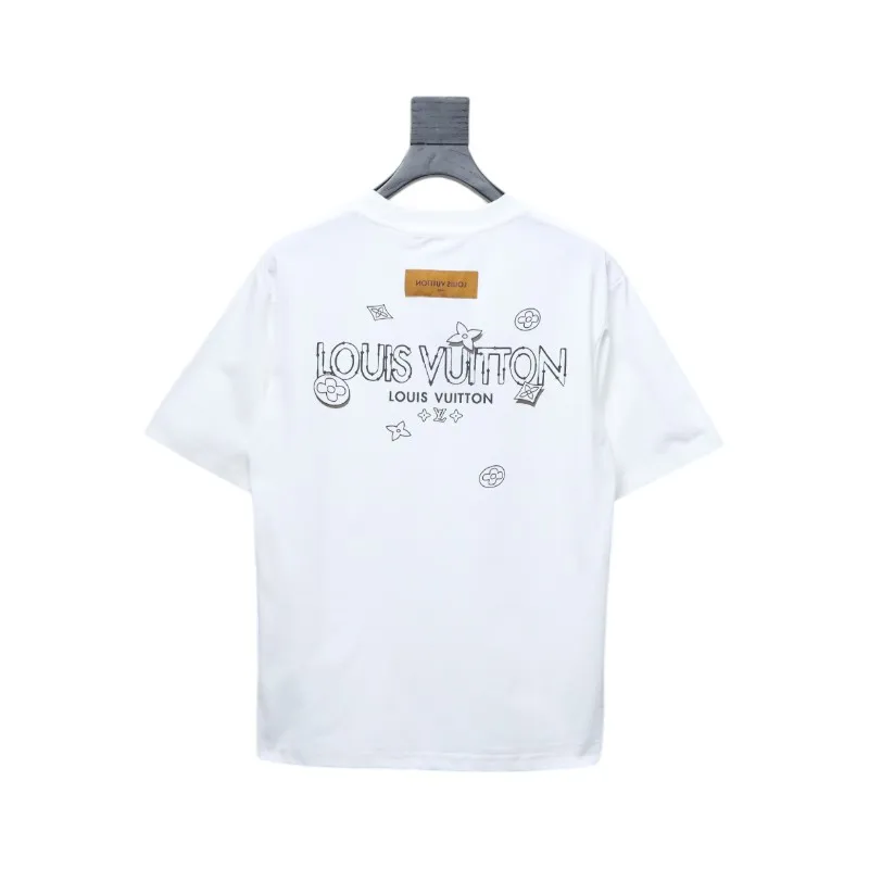 Louis Vuitton 25ss four-leaf clover and back logo print short-sleeved T-shirt white