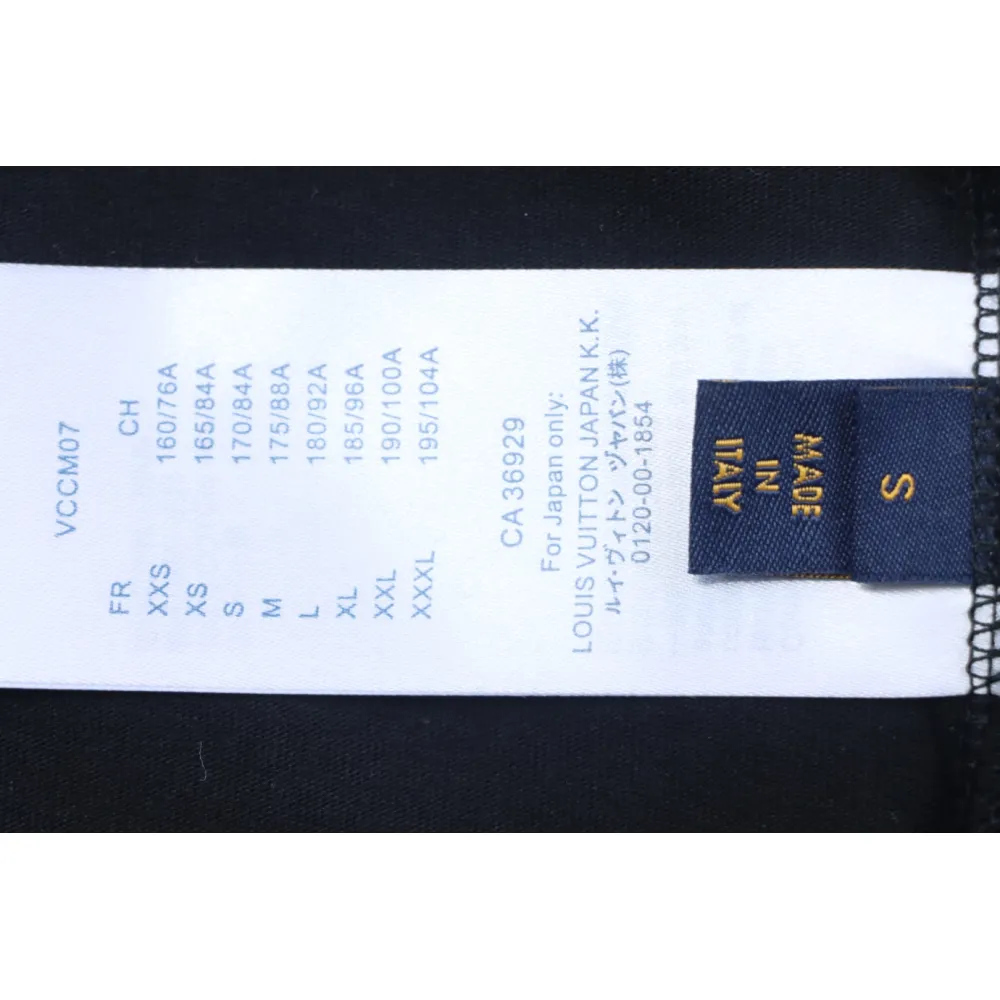 Louis Vuitton 25ss four-leaf clover hot diamond logo flocked short-sleeved T-shirt black