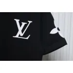 Louis Vuitton 25ss four-leaf clover hot diamond logo flocked short-sleeved T-shirt black