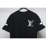 Louis Vuitton 25ss four-leaf clover hot diamond logo flocked short-sleeved T-shirt black