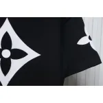 Louis Vuitton 25ss four-leaf clover hot diamond logo flocked short-sleeved T-shirt black