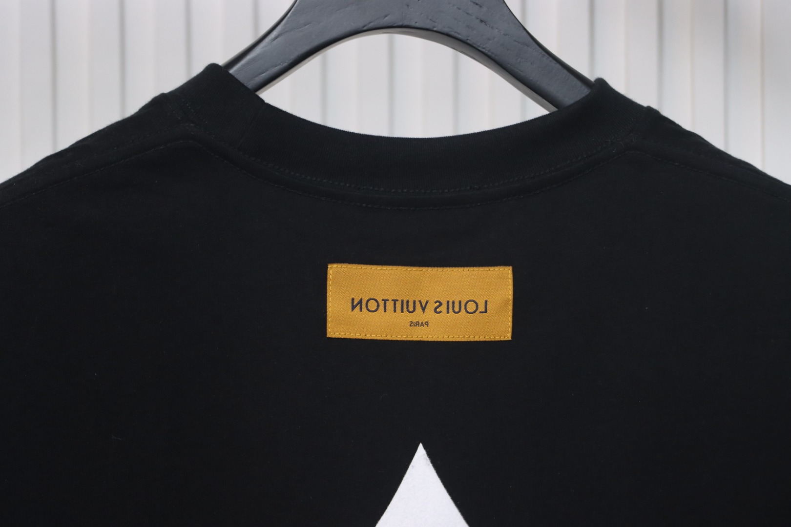 Louis Vuitton 25ss four-leaf clover hot diamond logo flocked short-sleeved T-shirt black