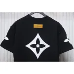 Louis Vuitton 25ss four-leaf clover hot diamond logo flocked short-sleeved T-shirt black