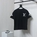 Louis Vuitton 25ss four-leaf clover hot diamond logo flocked short-sleeved T-shirt black
