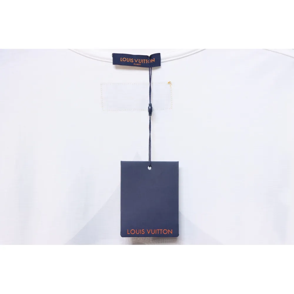 Louis Vuitton 25ss four-leaf clover hot diamond logo flocked short-sleeved T-shirt white