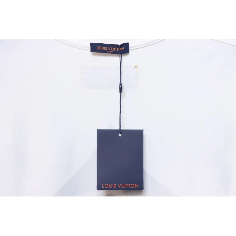 Louis Vuitton 25ss four-leaf clover hot diamond logo flocked short-sleeved T-shirt white