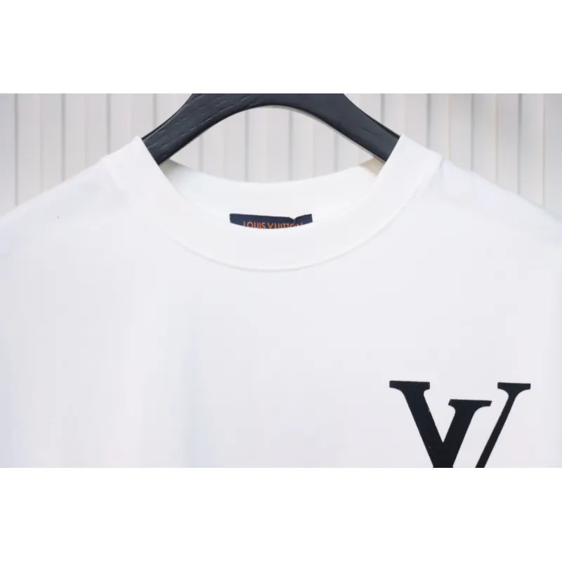 Louis Vuitton 25ss four-leaf clover hot diamond logo flocked short-sleeved T-shirt white