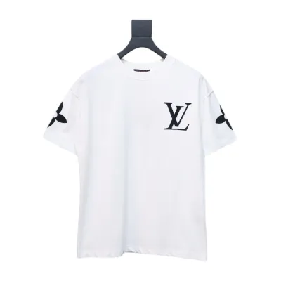 Louis Vuitton 25ss four-leaf clover hot diamond logo flocked short-sleeved T-shirt white 01
