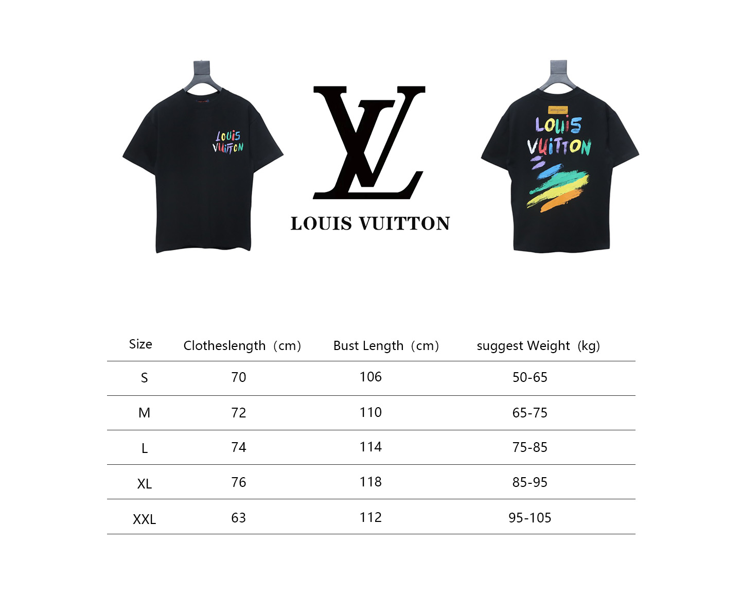 Louis Vuitton 25ss hand-painted colorful logo graffiti short-sleeved T-shirt black