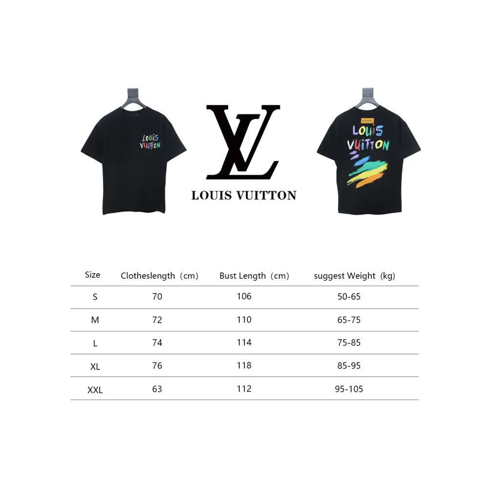 Louis Vuitton 25ss hand-painted colorful logo graffiti short-sleeved T-shirt black