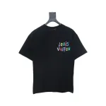 Louis Vuitton 25ss hand-painted colorful logo graffiti short-sleeved T-shirt black