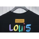Louis Vuitton 25ss hand-painted colorful logo graffiti short-sleeved T-shirt black