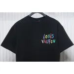 Louis Vuitton 25ss hand-painted colorful logo graffiti short-sleeved T-shirt black