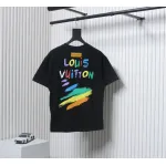 Louis Vuitton 25ss hand-painted colorful logo graffiti short-sleeved T-shirt black
