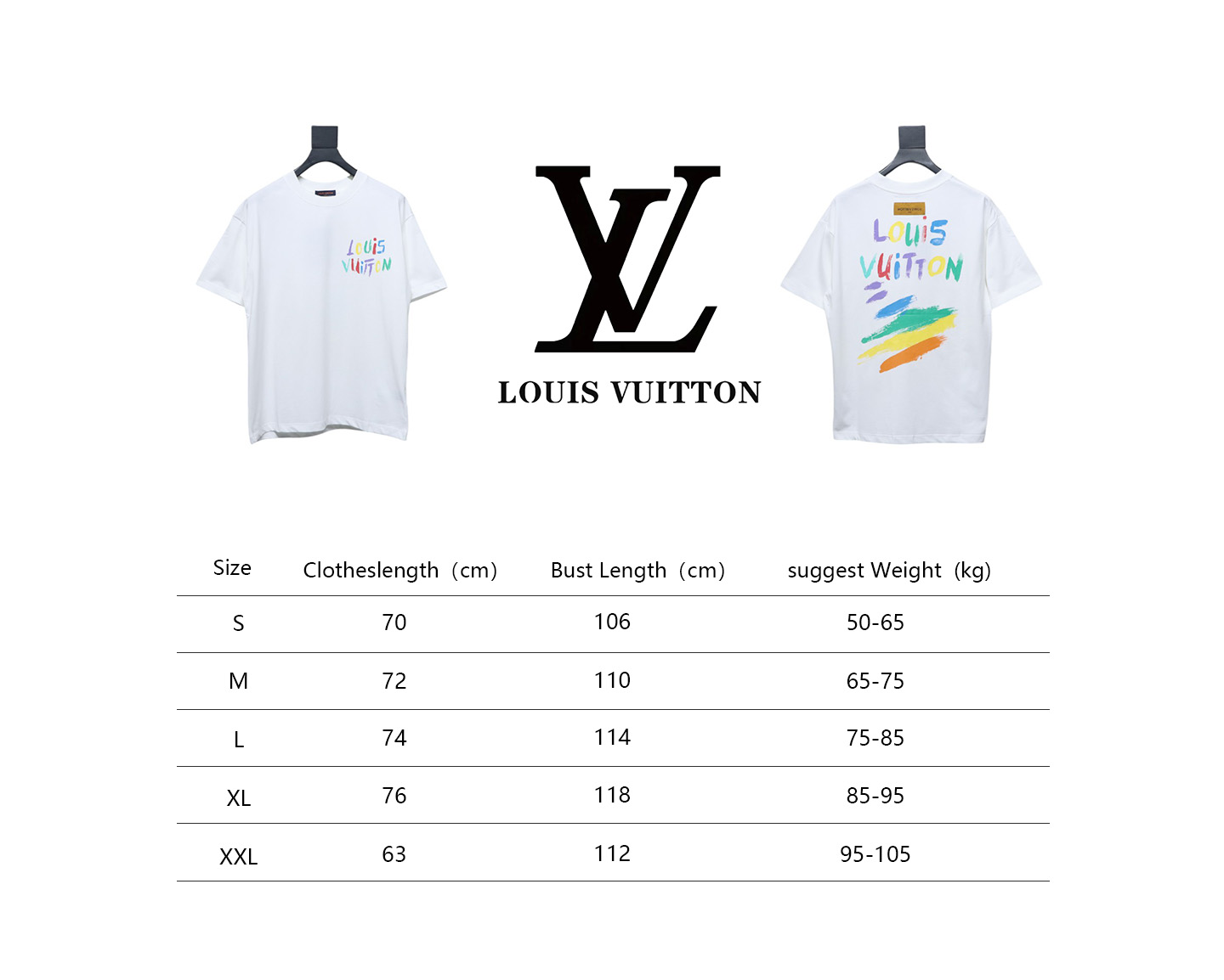 Louis Vuitton 25ss hand-painted colorful logo graffiti short-sleeved T-shirt White