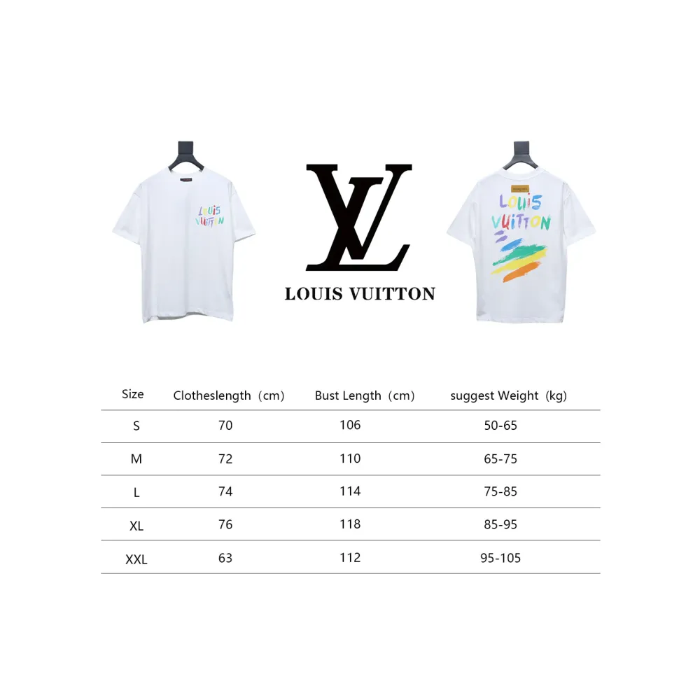 Louis Vuitton 25ss hand-painted colorful logo graffiti short-sleeved T-shirt White