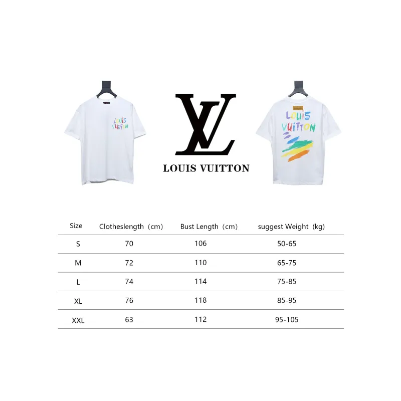 Louis Vuitton 25ss hand-painted colorful logo graffiti short-sleeved T-shirt White