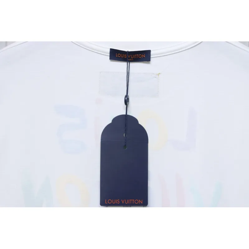 Louis Vuitton 25ss hand-painted colorful logo graffiti short-sleeved T-shirt White