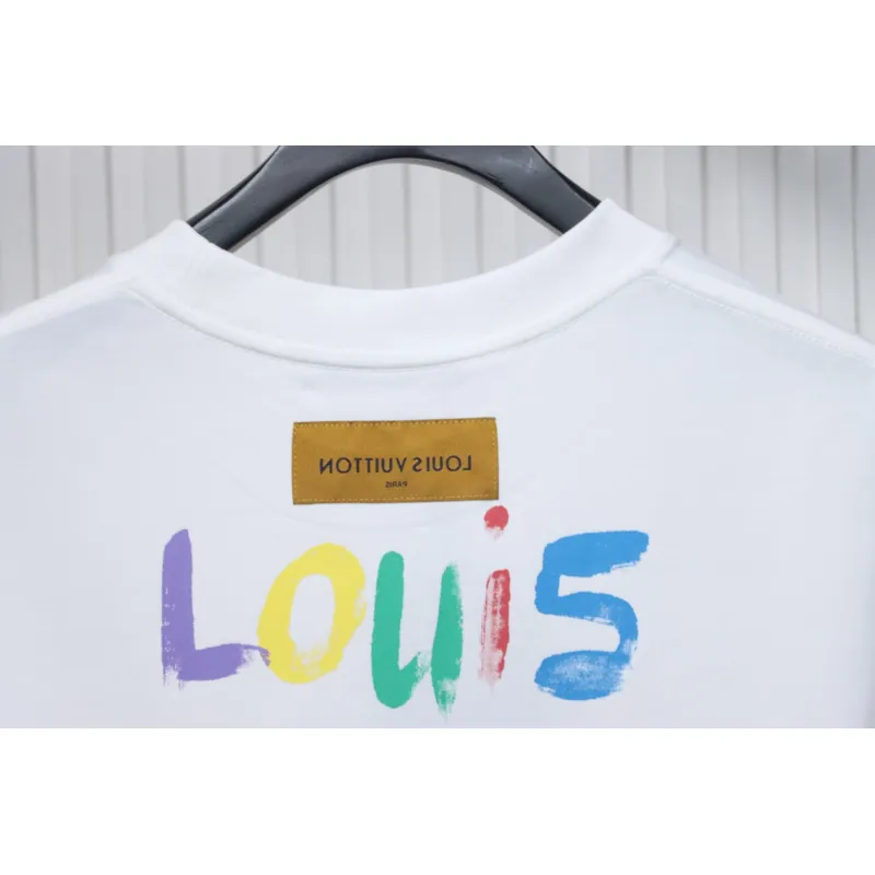 Louis Vuitton 25ss hand-painted colorful logo graffiti short-sleeved T-shirt White