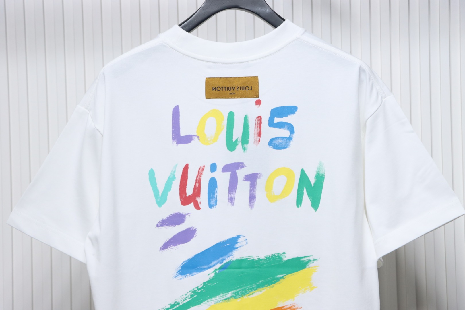 Louis Vuitton 25ss hand-painted colorful logo graffiti short-sleeved T-shirt White