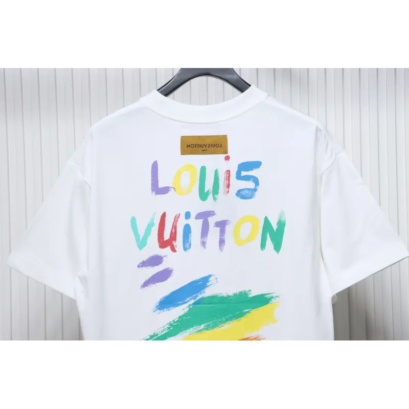Louis Vuitton 25ss hand-painted colorful logo graffiti short-sleeved T-shirt White